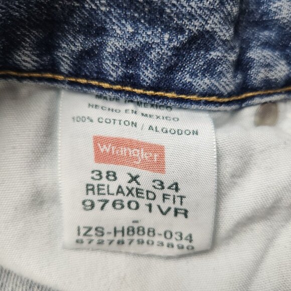 Wrangler Jeans Mens 38x34 Blue Denim Relaxed Fit Straight Rodeo Ranch Hand Work - Picture 8 of 9